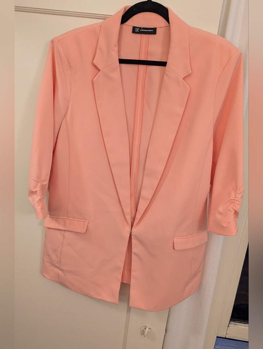 INC International Concepts Soft Peach Open-Front Blazer - Picture 3 of 9
